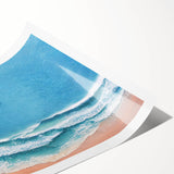 Stunning rolled wall art print showcasing a vibrant beach landscape with colorful sunset hues, perfect for home decor or office ambiance. Packaged securely for delivery.