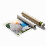 Beautiful rolled print of a coastal landscape featuring golden sandy beaches and vibrant blue waves, ideal for home decor and beach-themed interiors. This artwork is designed to evoke relaxation and serenity, making it a perfect addition to any living space.