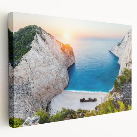 Stretched canvas artwork showcasing a serene beach landscape design, featuring vibrant colors and intricate details, ideal for home decor and relaxation.