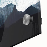 Close-up of a vibrant acrylic glass wall art piece showcasing a serene beach landscape, featuring blue ocean waves and golden sand, perfect for coastal decor.