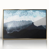 Framed acrylic wall art showcasing a serene beach landscape with golden accents, ideal for home decor and enhancing coastal-themed interiors.