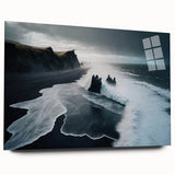 Acrylic glass wall art collection showcasing a serene beach landscape design, viewed from the side, highlighting vivid colors and intricate details. Perfect for modern decor.