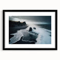 Framed black wall art featuring a serene beach landscape design, showcasing vibrant colors and intricate details, ideal for home decor in living or office spaces.