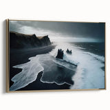 Framed wall art featuring a serene beach landscape with golden accents, showcasing soft waves and a tranquil sunset, perfect for home decor and relaxation.