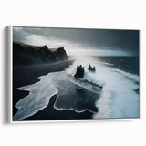 Framed canvas wall art showcasing a serene beach landscape, featuring vibrant blue skies and soft white sands, designed to enhance modern home decor.