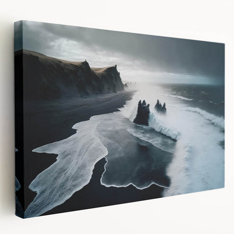 Stretched canvas wall art showcasing a serene beach landscape design with vibrant colors, ideal for enhancing home decor in coastal-themed interiors.