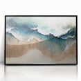 Framed acrylic wall art showcasing a serene beach landscape with vibrant colors, set in a sleek black frame, perfect for enhancing interior decor.