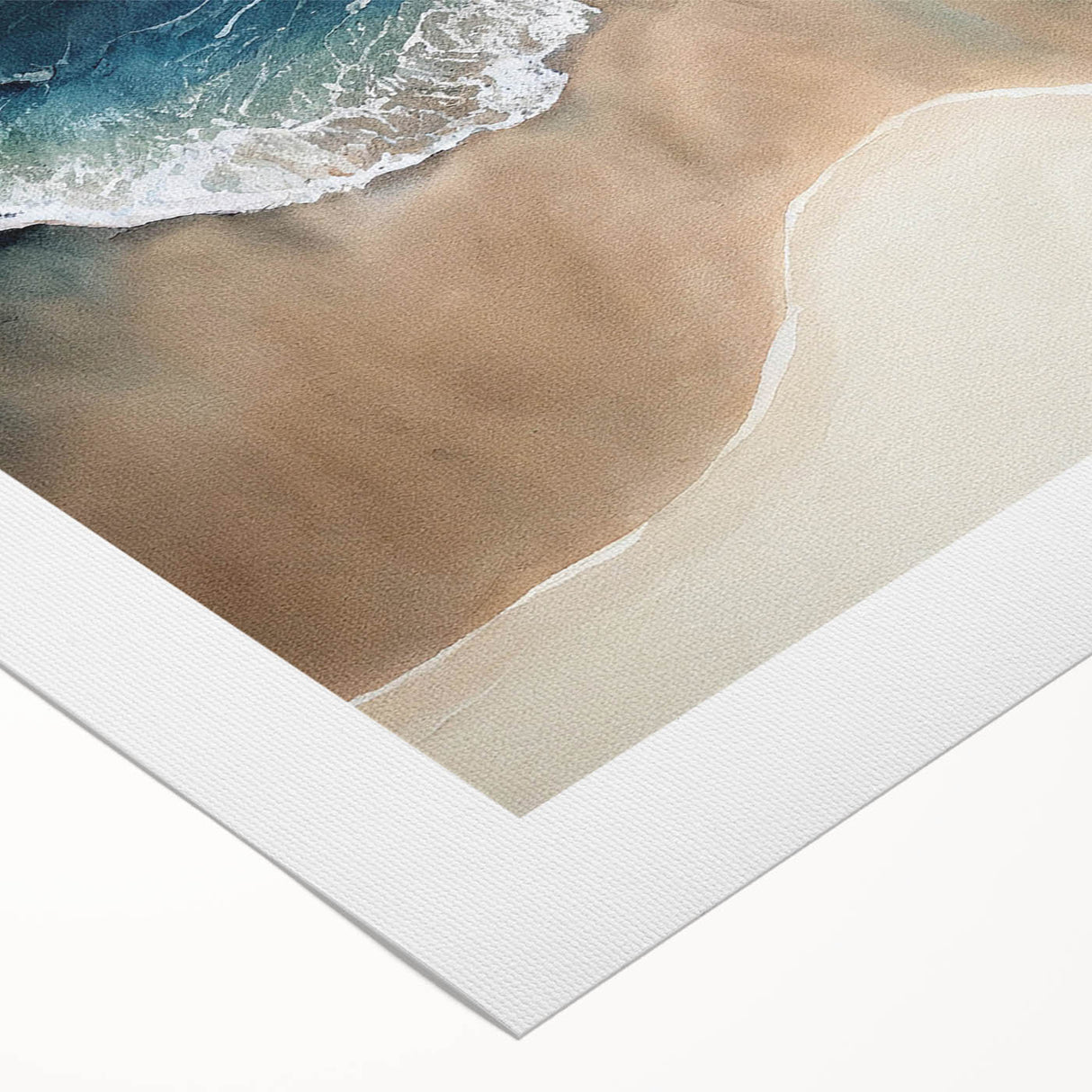 Vibrant rolled canvas wall art showcasing a serene beach landscape with gentle waves and vivid sunset hues, perfect for modern home decor and relaxation.
