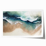Vibrant rolled print of a serene beach landscape, showcasing golden sands and turquoise waters, ideal for home decor. Perfect for adding a coastal vibe to any space.