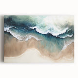 Stretched canvas showcasing a vibrant beach landscape design, featuring vivid blue skies and golden sands, perfect for home decor and beach-themed interiors.