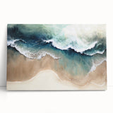 Stretched canvas wall art featuring a serene beach landscape with vibrant colors and gentle waves, perfect for coastal-themed home decor and relaxation.
