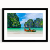 Framed wall art collection showcasing a serene beach landscape design, featuring a black frame and mat, ideal for enhancing home decor with coastal vibes.