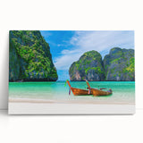 Stretched canvas featuring a vibrant beach landscape design, showcasing turquoise waters and golden sand, perfect for a modern coastal decor theme.