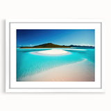 Framed wall art piece showcasing a serene beach landscape with soft pastel colors, featuring a white mat and sleek frame, perfect for home decor.