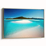 Framed canvas wall art showcasing a serene beach landscape with golden hues, perfect for adding a touch of elegance to home decor. Ideal for coastal-themed interiors.