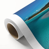 Vibrant rolled canvas featuring a serene beach landscape design, showcasing soft waves and a colorful sunset, perfect for home decor and relaxation.