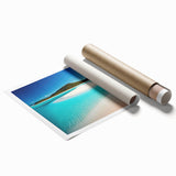 Stunning rolled canvas print showcasing a vibrant beach landscape design, featuring vivid colors and intricate details, ideal for home decor and art enthusiasts. The artwork captures the serene beauty of coastal scenery, perfect for adding a touch of nature to any space.