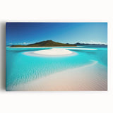 Stretched canvas artwork showcasing a serene beach landscape with vibrant colors, ideal for home decor. Perfect for beach lovers seeking tranquility in their space.