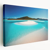 Stretched canvas wall art showcasing a vibrant beach landscape design, featuring golden sands and azure waves, perfect for coastal decor. Ideal for brightening up living spaces.