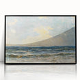 Framed acrylic wall art featuring a serene beach landscape with vibrant colors, perfect for home decor. The piece showcases calming ocean waves and a clear sky, ideal for creating a tranquil atmosphere in any room.