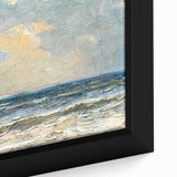 Framed canvas close-up showcasing a vibrant beach landscape design with rich colors and intricate details, perfect for home decor and art enthusiasts.