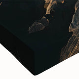 Close-up of a vibrant stretched canvas showcasing a serene beach landscape with soft pastel colors, perfect for enhancing home decor and creating a calming atmosphere.