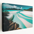 Stretched canvas wall art showcasing a vibrant beach landscape design, highlighting soft pastel colors and serene ocean waves, ideal for coastal decor enthusiasts.