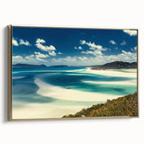 Framed canvas wall art showcasing a serene beach landscape with golden hues, ideal for home decor. The artwork features gentle waves and a tranquil sky, enhancing any living space.
