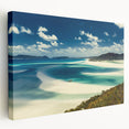 Stretched canvas wall art showcasing a serene beach landscape with vibrant colors and intricate details, ideal for home decor and coastal themes.