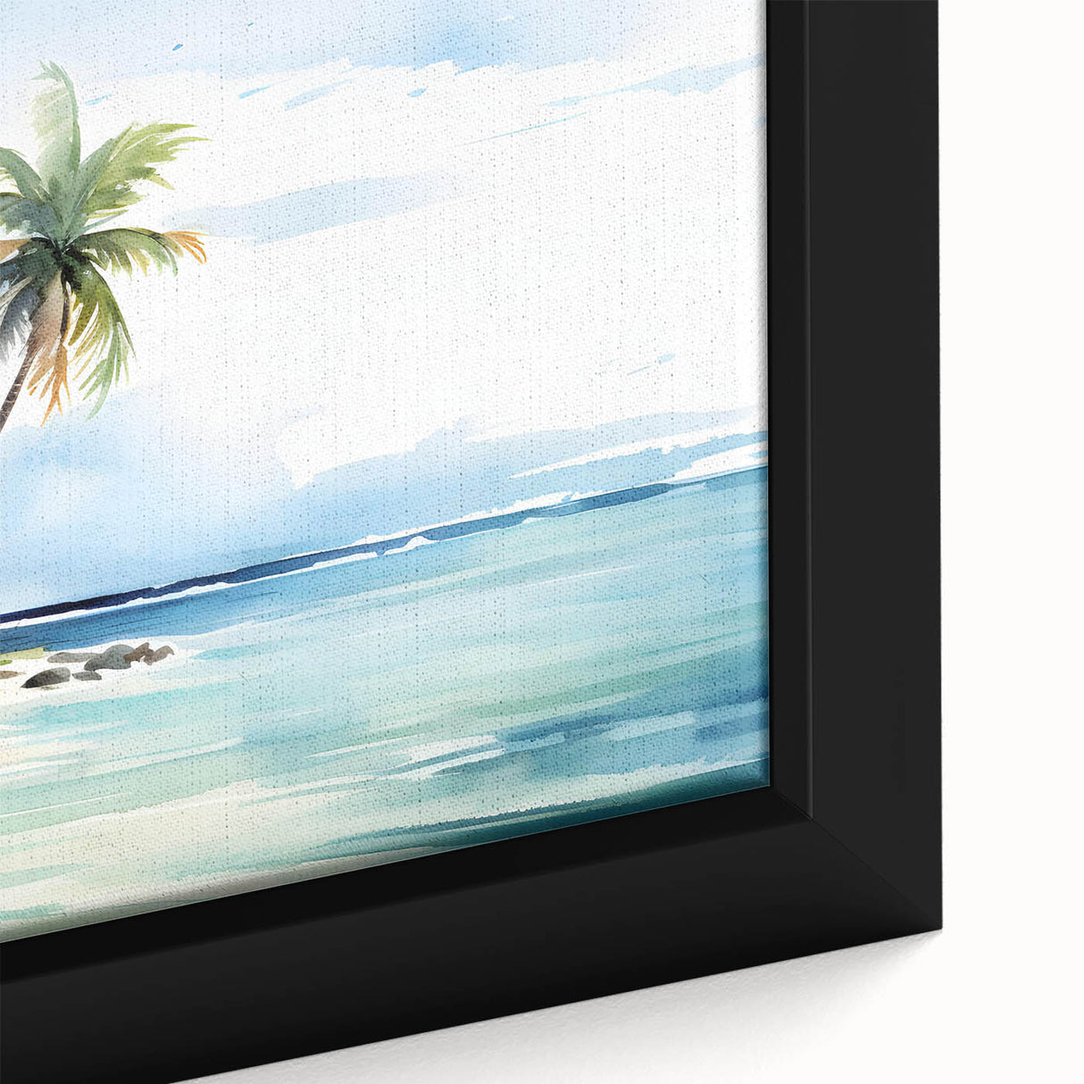 Framed canvas close-up of a vibrant beach landscape wall art design, showcasing vivid colors and intricate details, perfect for enhancing home decor.
