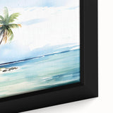 Framed canvas close-up of a vibrant beach landscape wall art design, showcasing vivid colors and intricate details, perfect for enhancing home decor.