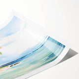 Rolled print showcasing a serene beach landscape with vibrant colors, perfect for home decor. The artwork captures the tranquility of coastal living, ideal for beach enthusiasts.