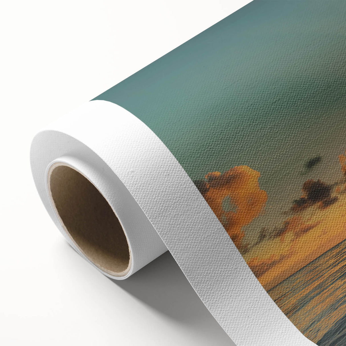 Stunning rolled canvas wall art showcasing a vibrant beach landscape with vivid colors and intricate details, perfect for home decor and interior design. Ideal for coastal-themed spaces, this artwork brings a serene ocean vibe to any room.