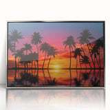 Framed acrylic wall art of a serene beach landscape, showcasing vibrant blues and sandy tones, perfect for home decor. Ideal for coastal-themed interiors.