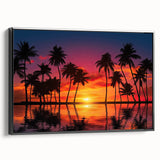 Framed canvas wall art featuring a serene beach landscape design with vibrant colors, showcasing calming waves and a clear sky, ideal for home decor.