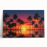 Stretched canvas wall art showcasing a serene beach landscape with vibrant colors, perfect for home decor, adding a calming and coastal vibe to any room.