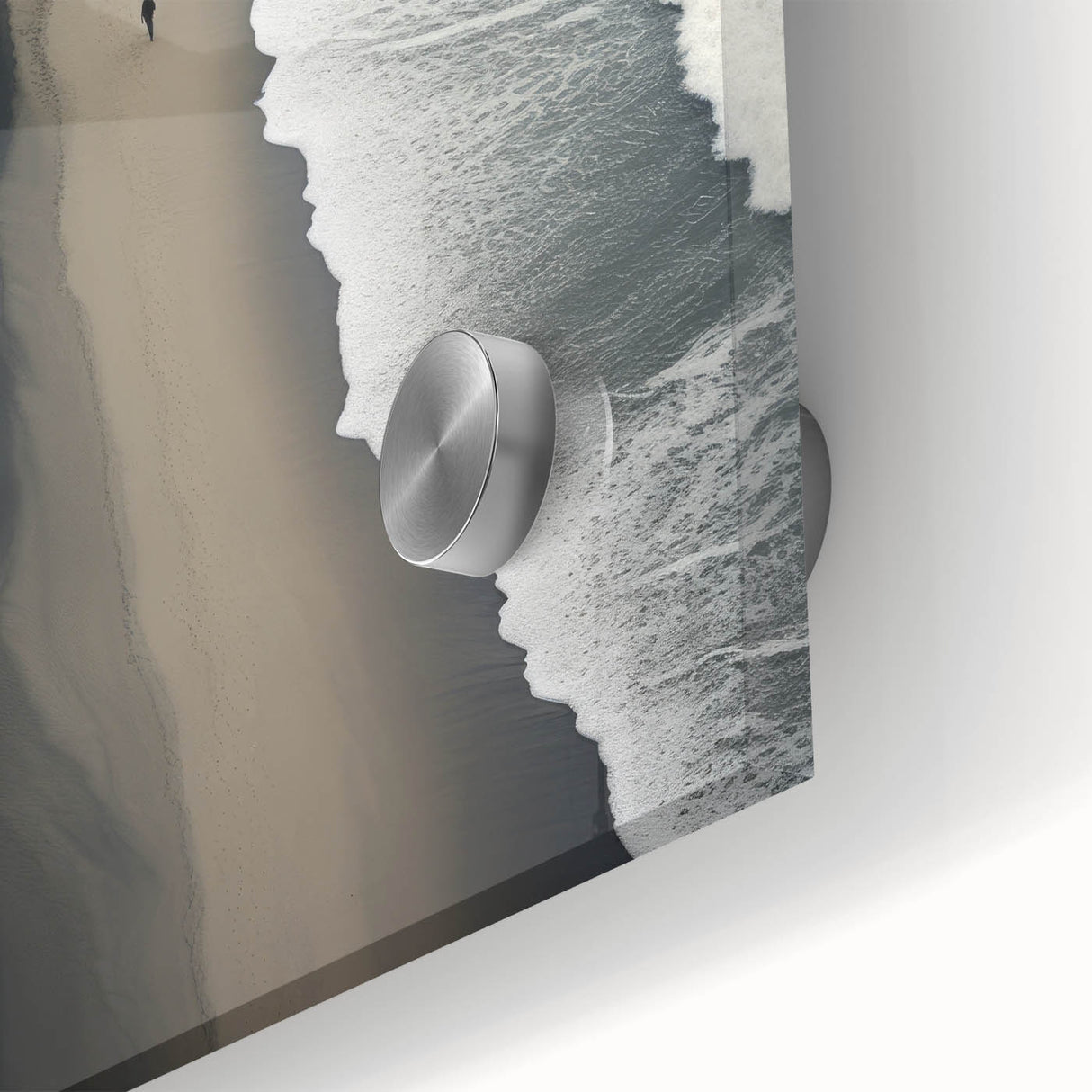 Close-up of a vibrant beach landscape wall art piece, showcasing vivid colors and intricate details on acrylic glass, designed to enhance modern decor.