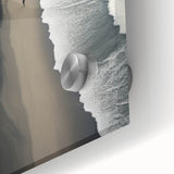 Close-up of a vibrant beach landscape wall art piece, showcasing vivid colors and intricate details on acrylic glass, designed to enhance modern decor.