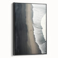 Framed canvas wall art showcasing a serene beach landscape with vibrant colors, set against a sleek black frame, ideal for modern home decor. Perfect for beach lovers seeking to enhance their interior design with calming coastal aesthetics.