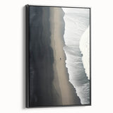 Framed canvas wall art showcasing a serene beach landscape with vibrant colors, set against a sleek black frame, ideal for modern home decor. Perfect for beach lovers seeking to enhance their interior design with calming coastal aesthetics.