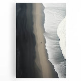 Stretched canvas wall art featuring a vibrant beach landscape design, showcasing vivid blues and sandy tones, perfect for coastal-themed decor. Ideal for brightening living spaces or adding a serene touch to any room.