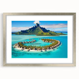 Framed wall art collection showcasing vibrant beach landscape design with a silver mat, perfect for adding a coastal touch to home decor.