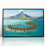 Framed wall art from the Landscapes & Beaches collection, showcasing a vibrant beach scene with vivid colors and a sleek black frame, perfect for modern decor.