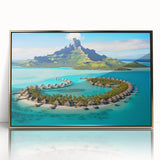 Framed acrylic wall art showcasing a stunning beach landscape with golden hues, designed to enhance home decor and evoke a sense of tranquility. Perfect for coastal-themed interiors.