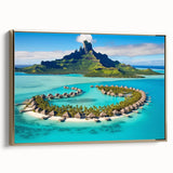 Framed wall art collection showcasing a serene beach landscape design, featuring vibrant colors and a gold frame, ideal for coastal-themed home decor.