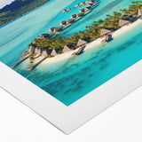 Vibrant rolled canvas wall art showcasing a serene beach landscape at sunset, featuring warm hues of orange and pink, perfect for home decor.