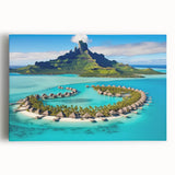 Stretched canvas wall art showcasing a vibrant beach landscape, featuring vivid blue waters and golden sands, enhancing any coastal-themed decor.