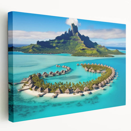Stretched canvas wall art featuring a serene beach landscape design, showcasing soft ocean waves and a vibrant sunset with warm hues, ideal for home decor.