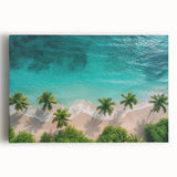 Stretched canvas wall art featuring a serene beach landscape with vibrant colors and detailed textures, ideal for enhancing home decor and creating a calming atmosphere.