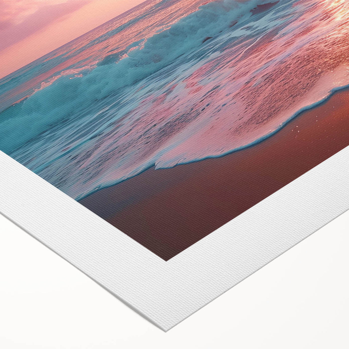 Stunning rolled canvas wall art showcasing a serene beach landscape with vibrant blue skies and soft golden sands, ideal for home decor and relaxation.